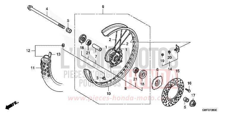 VORDERRAD von CR85R "Big Wheel" EXTREME RED (R292) von 2007